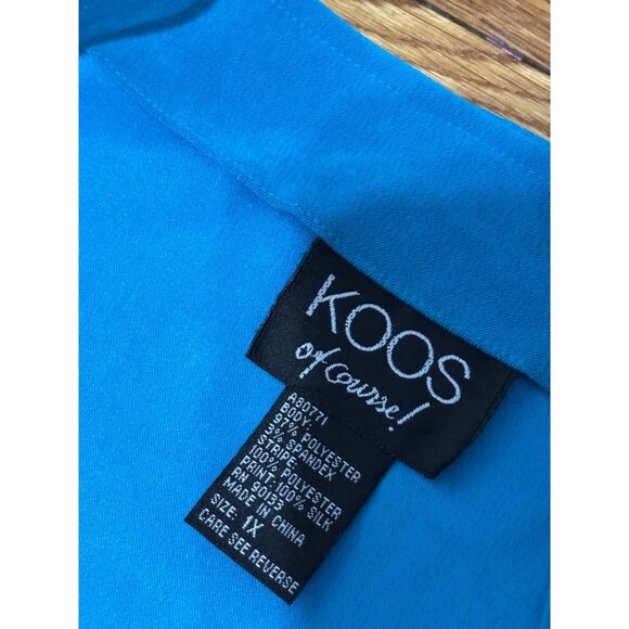 Koos Of Course Womens Tank Dress Plus sz 1X Blue Stretch Flowy Art to Wear Artsy - Picture 5 of 6